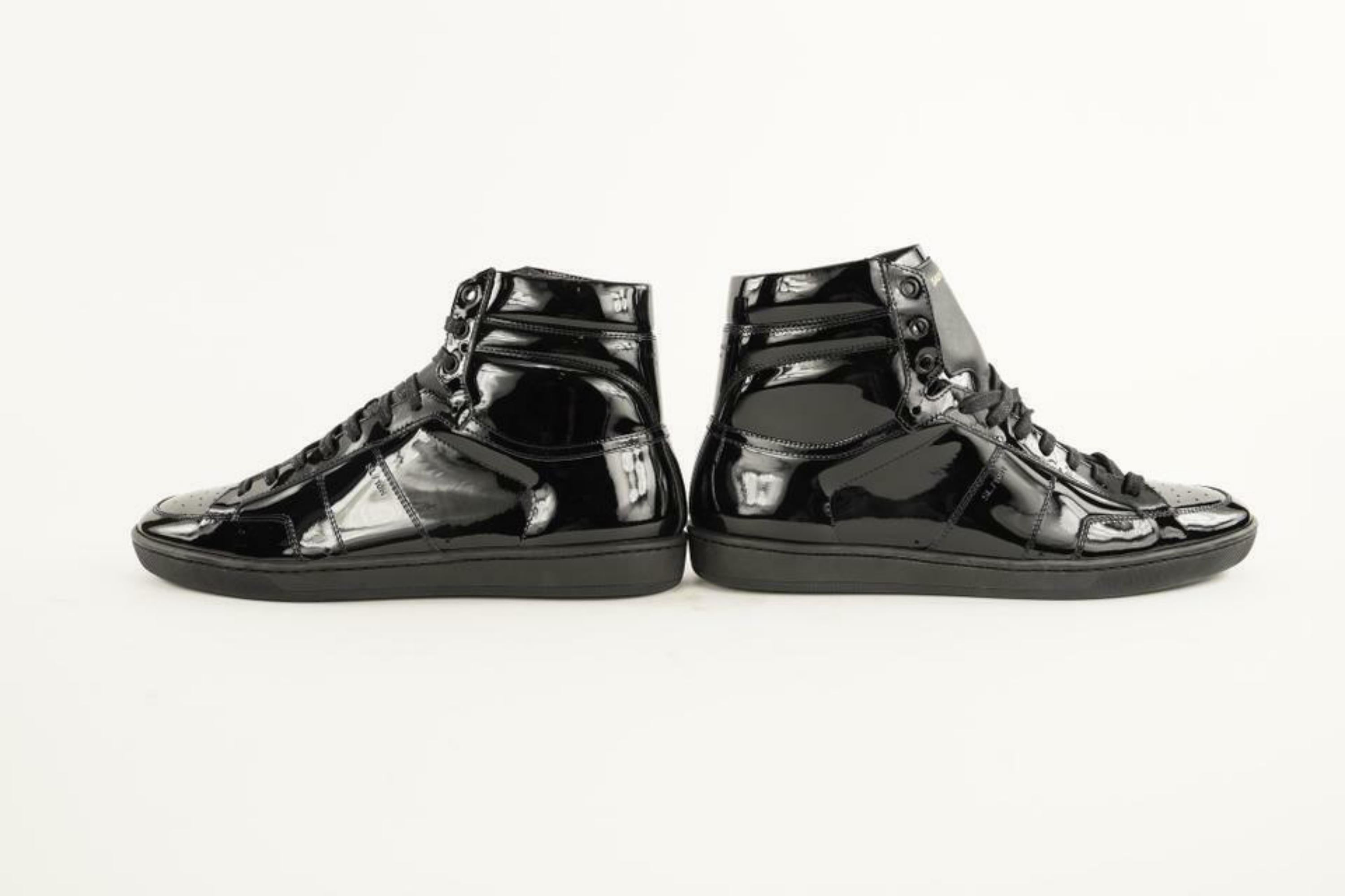 Saint Laurent Black Men's 43 US10 Patent Court Classic High Sneaker M418026 1