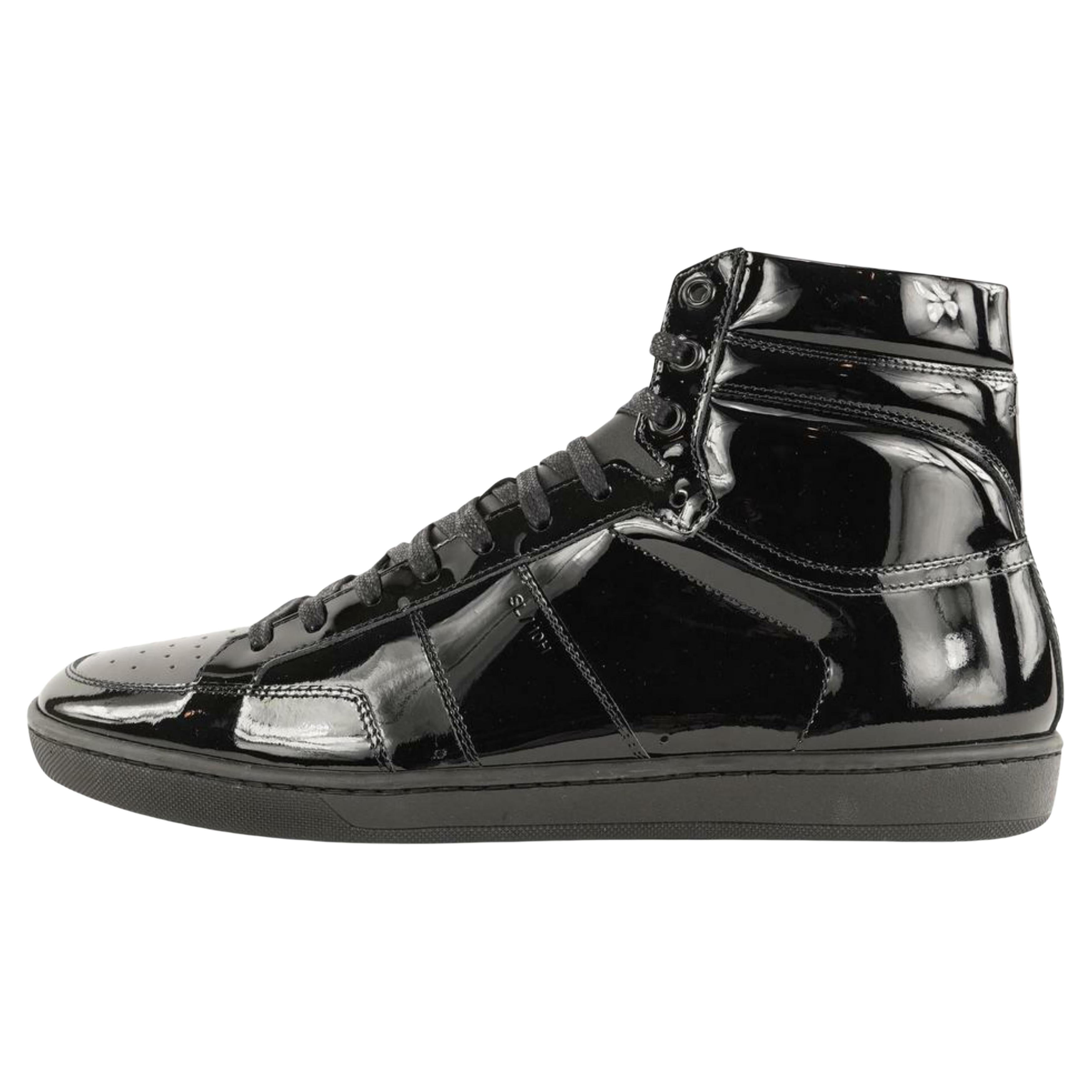 Saint Laurent Black Men
s 43 US10 Patent Court Classic High Sneaker M418026