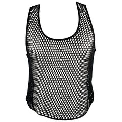 SAINT LAURENT Black Mesh Casual Tank Top