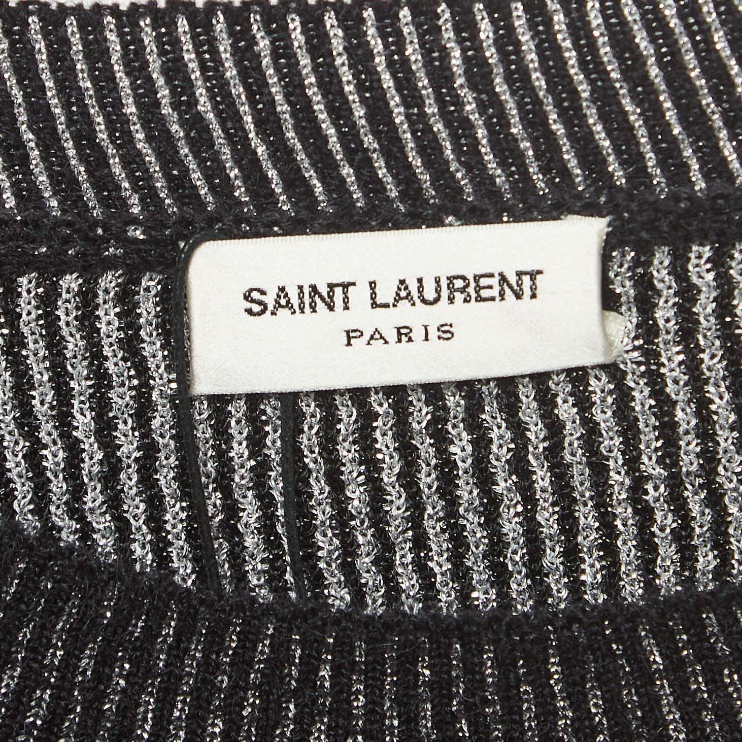 Saint Laurent Schwarz/Metallic Femme Fatale Pullover aus Wollmischung L Damen im Angebot
