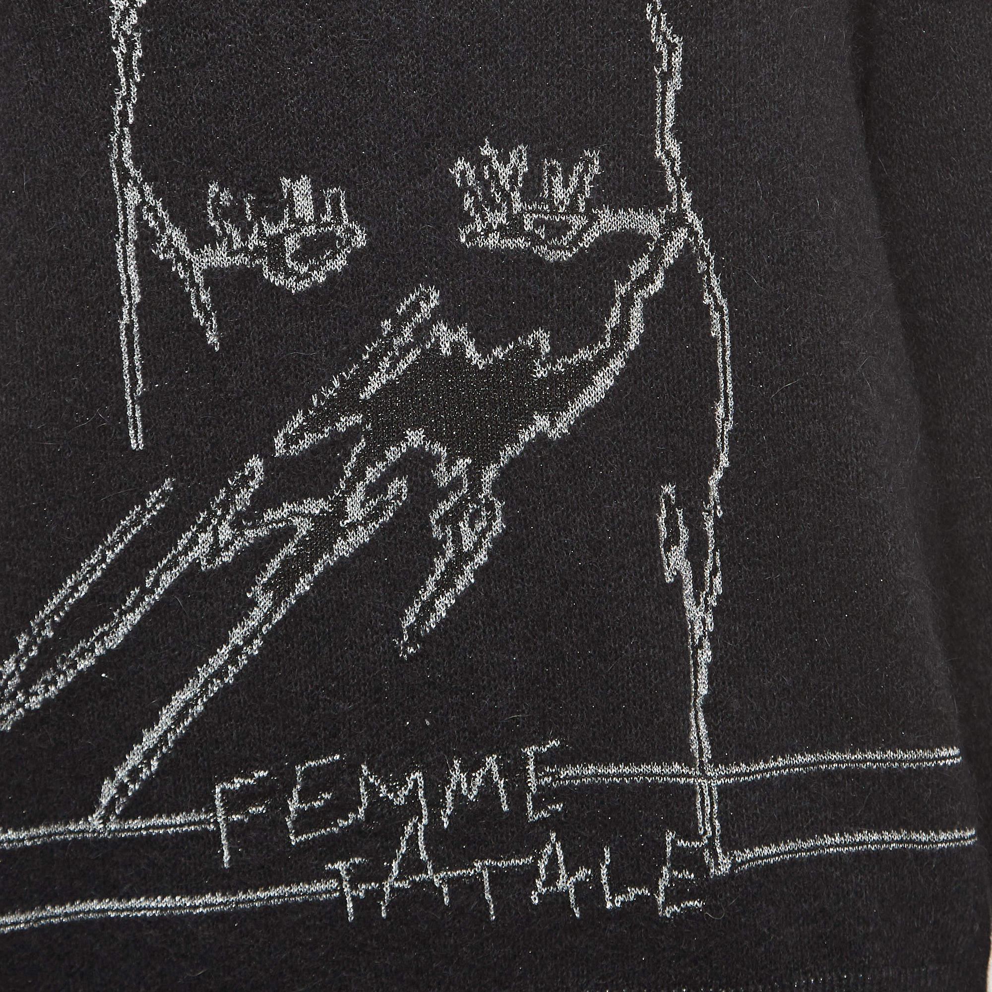 Saint Laurent Black/Metallic Femme Fatale Wool Blend Sweater L For Sale 1
