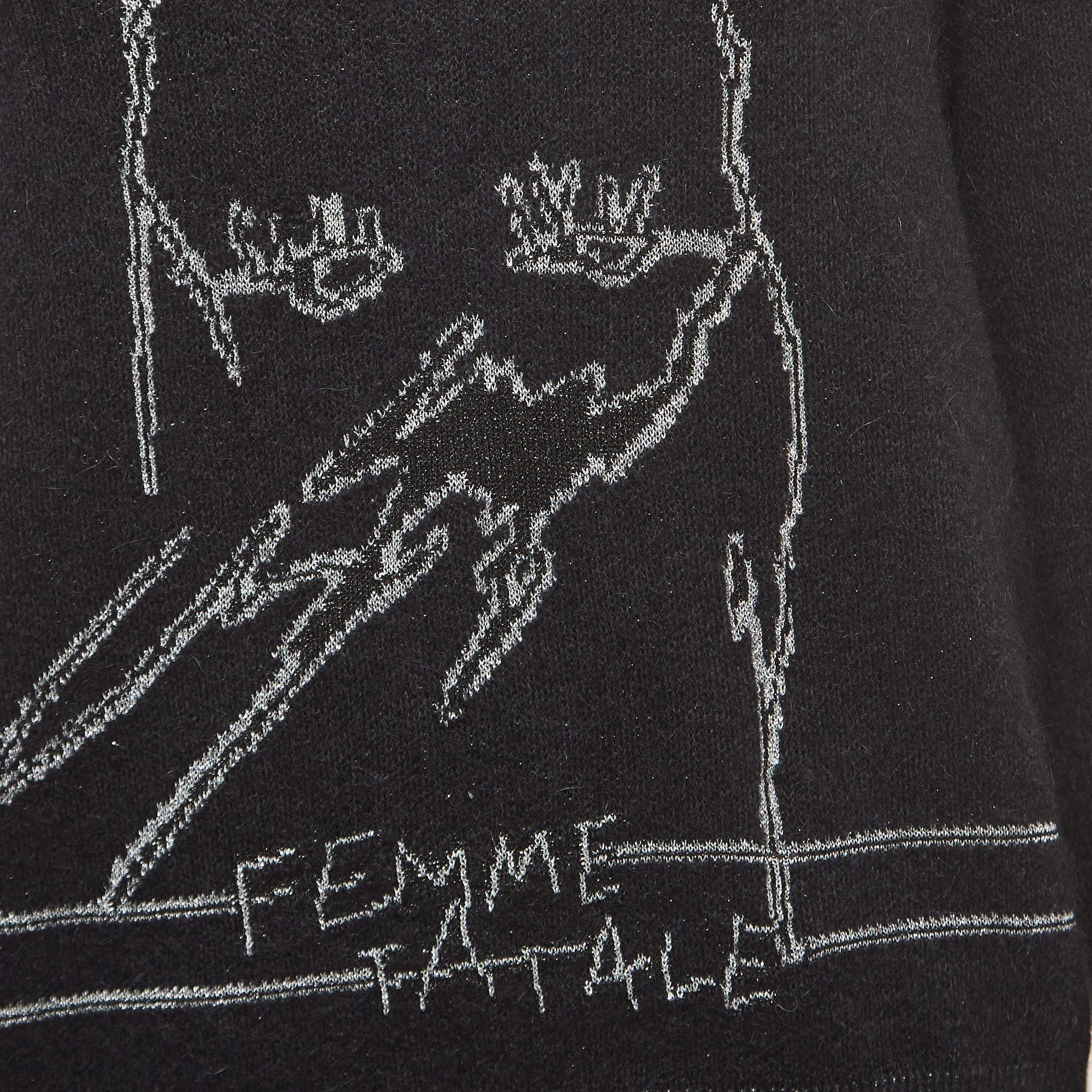 Saint Laurent Black/Metallic Femme Fatale Wool Blend Sweater L For Sale 1
