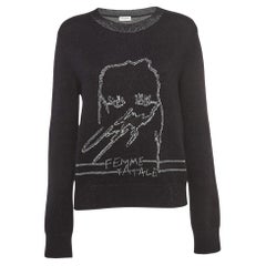 Saint Laurent Black/Metallic Femme Fatale Wool Blend Sweater L
