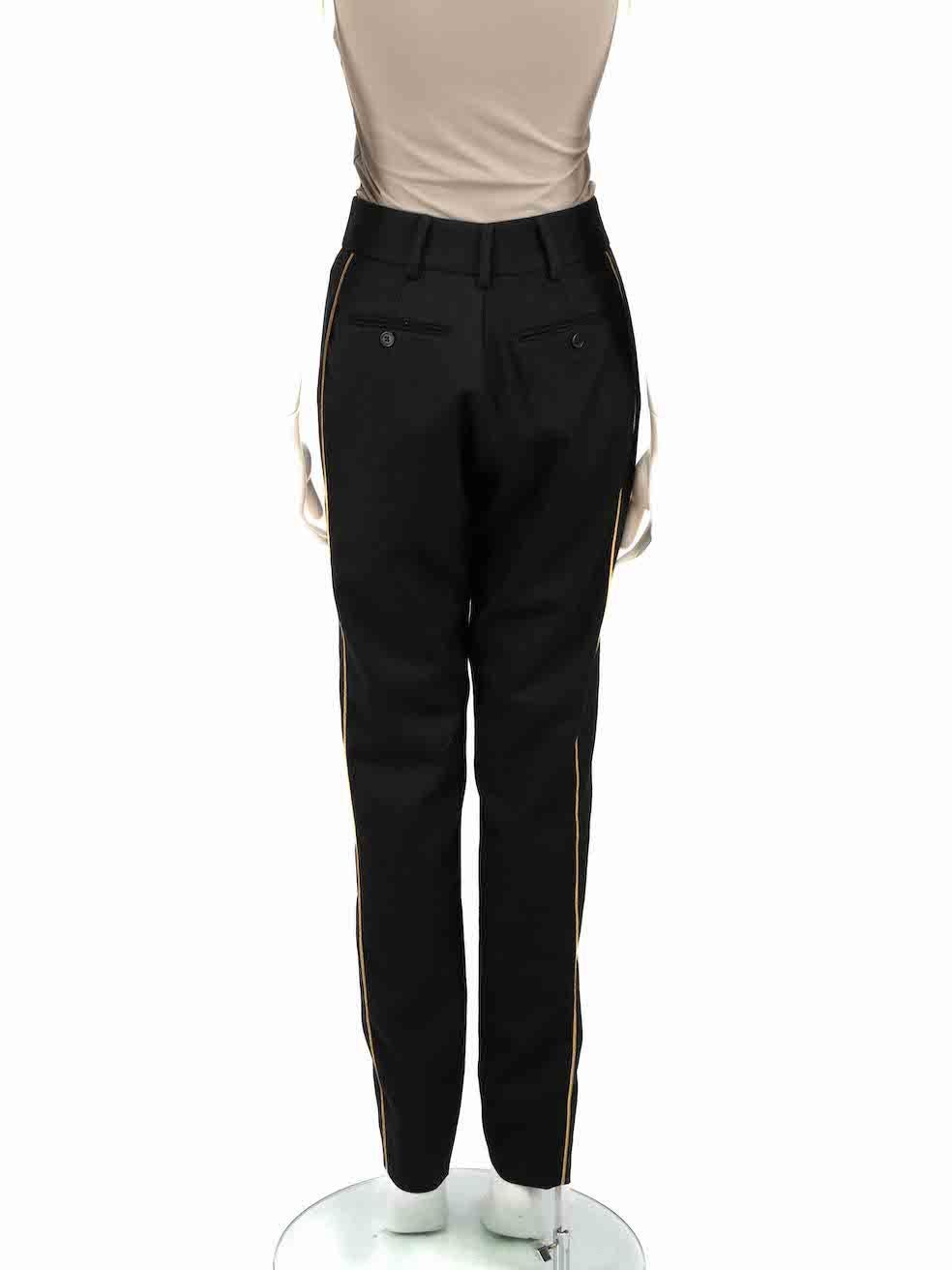 Saint Laurent Black Metallic Trim Straight Trousers Size L In Good Condition For Sale In London, GB