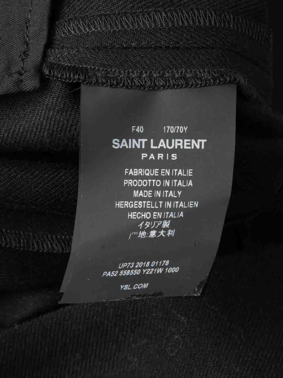 Saint Laurent Black Metallic Trim Straight Trousers Size L For Sale 1