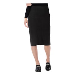Saint Laurent Black Midi Stretch Skirt Size M