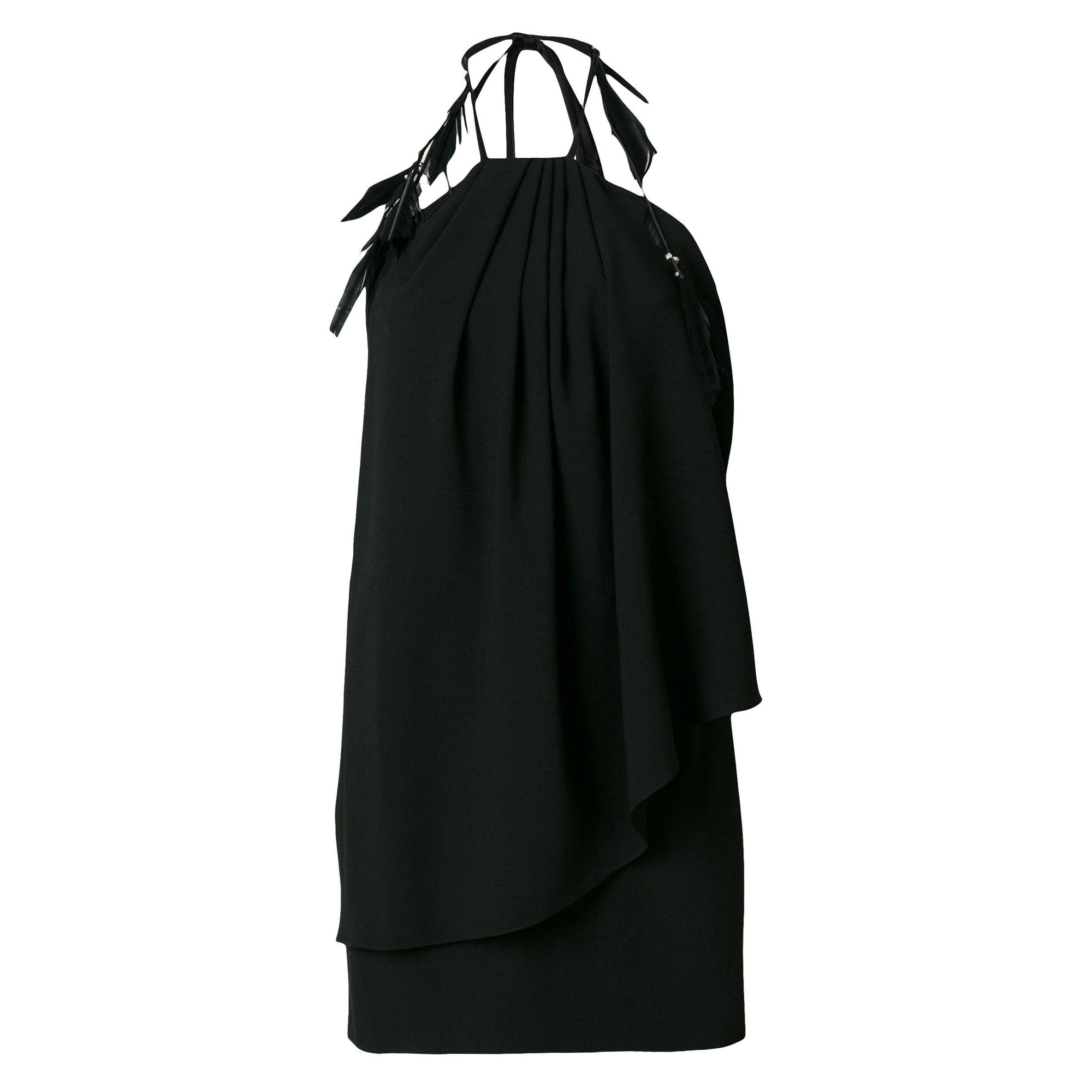 Saint Laurent - Mini robe noire en crêpe de soie avec dos nu, taille 40