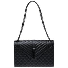 Saint Laurent Black Mix Matelasse Leather Envelope Shoulder Bag