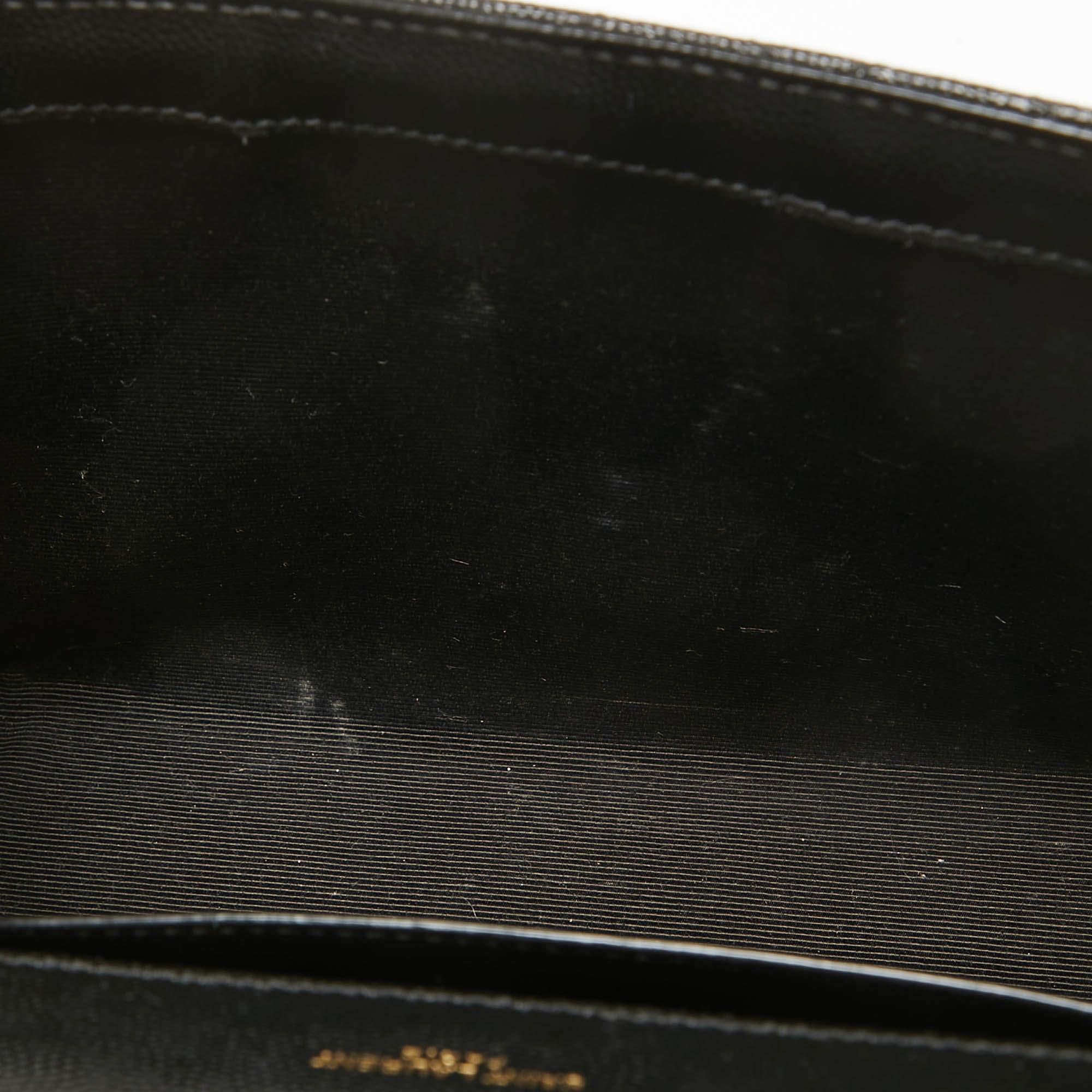 Saint Laurent Black Mix Matelasse Leather Medium Envelope Chain Shoulder Bag 2