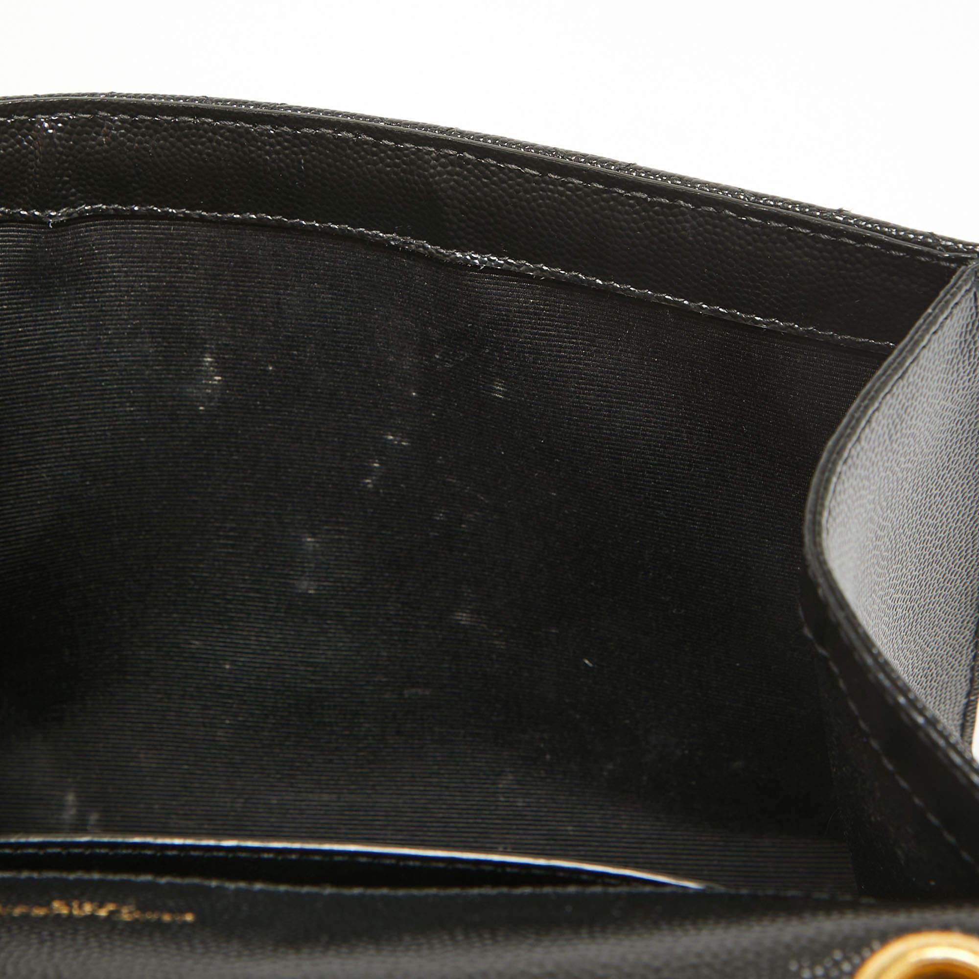 Saint Laurent Black Mix Matelasse Leather Medium Envelope Chain Shoulder Bag 3