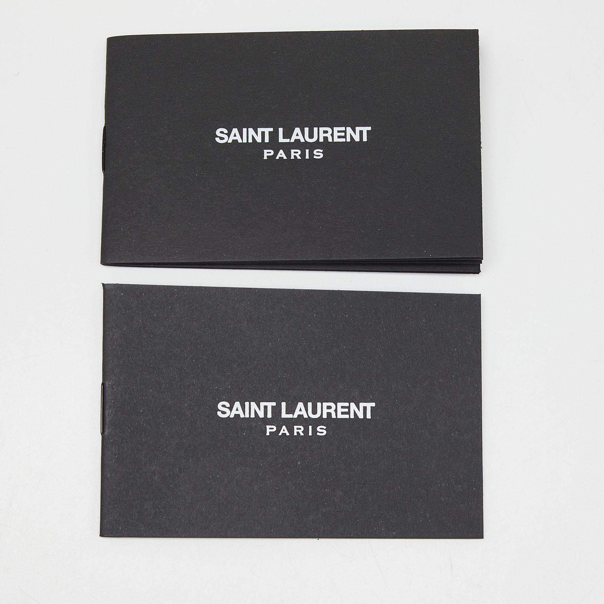 Saint Laurent Schwarzer Mix Matelassé Leder Monogramm Umschlag Brieftasche an Kette Damen