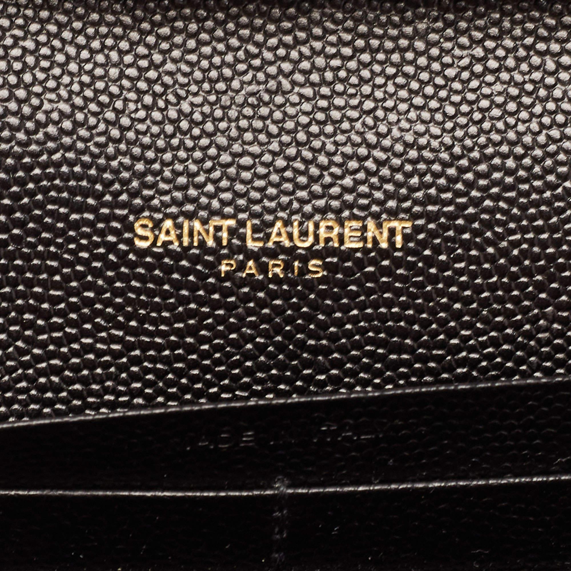 Saint Laurent Black Mix Matelassé Leather Monogram Envelope Wallet on Chain 2