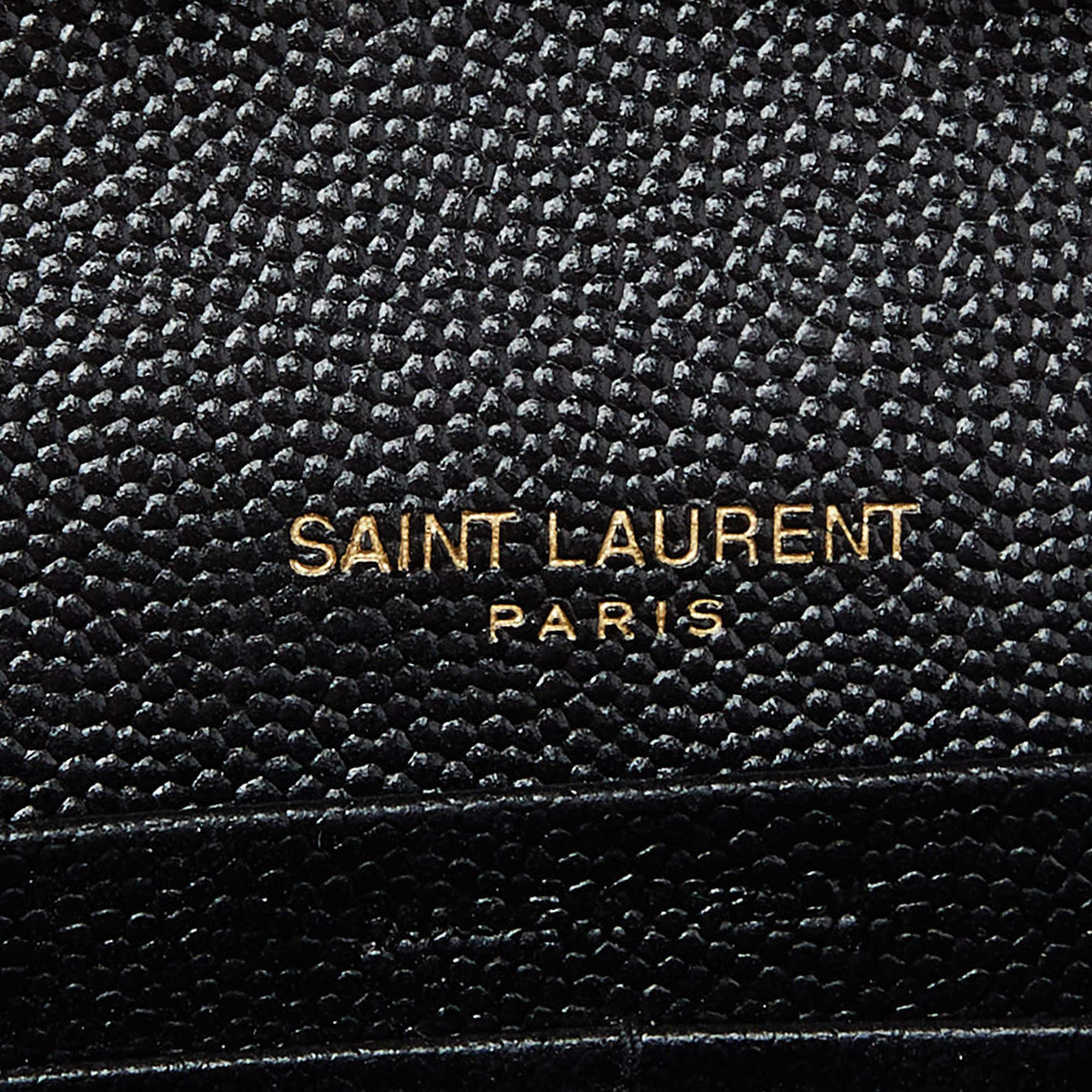 Saint Laurent Black Mix Matelassé Leather Monogram Envelope Wallet on Chain 2