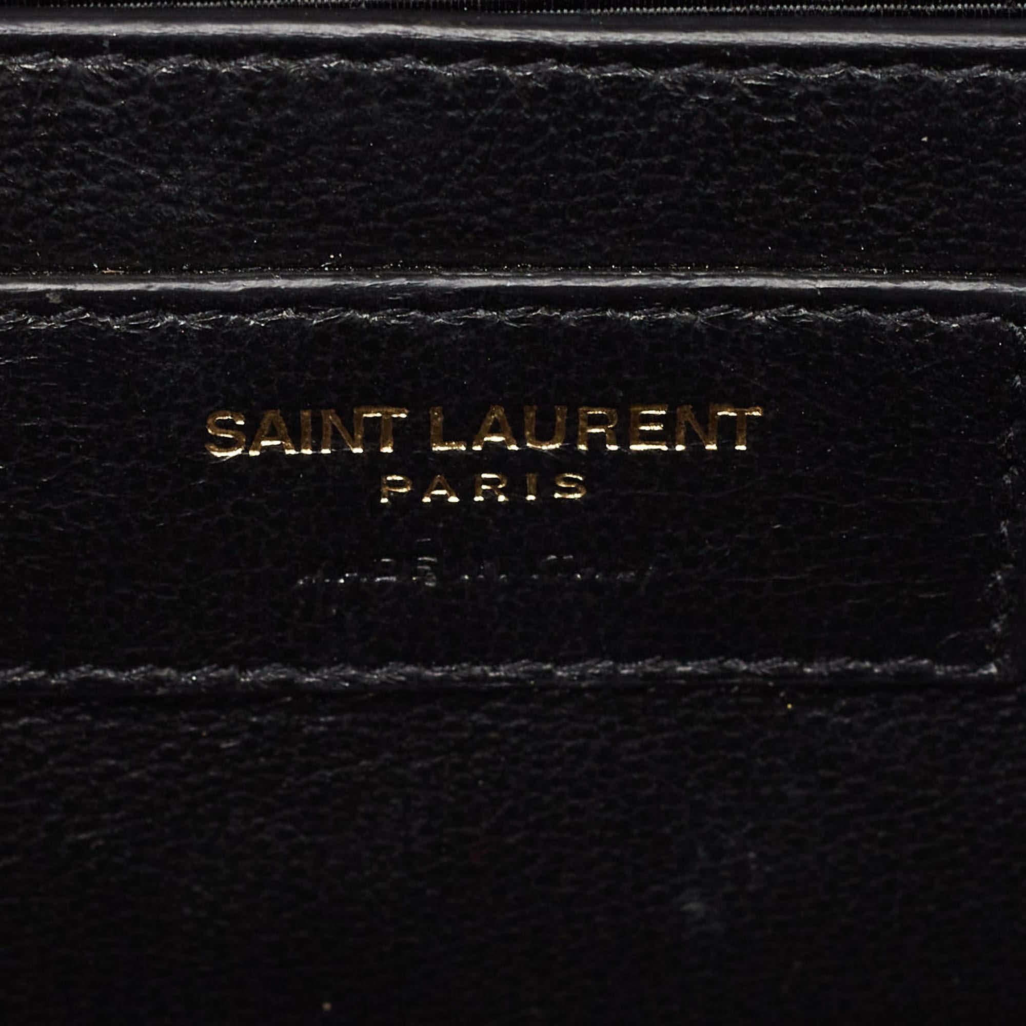 Saint Laurent Black Mix Quilted Leather Small Envelope Shoulder Bag 8