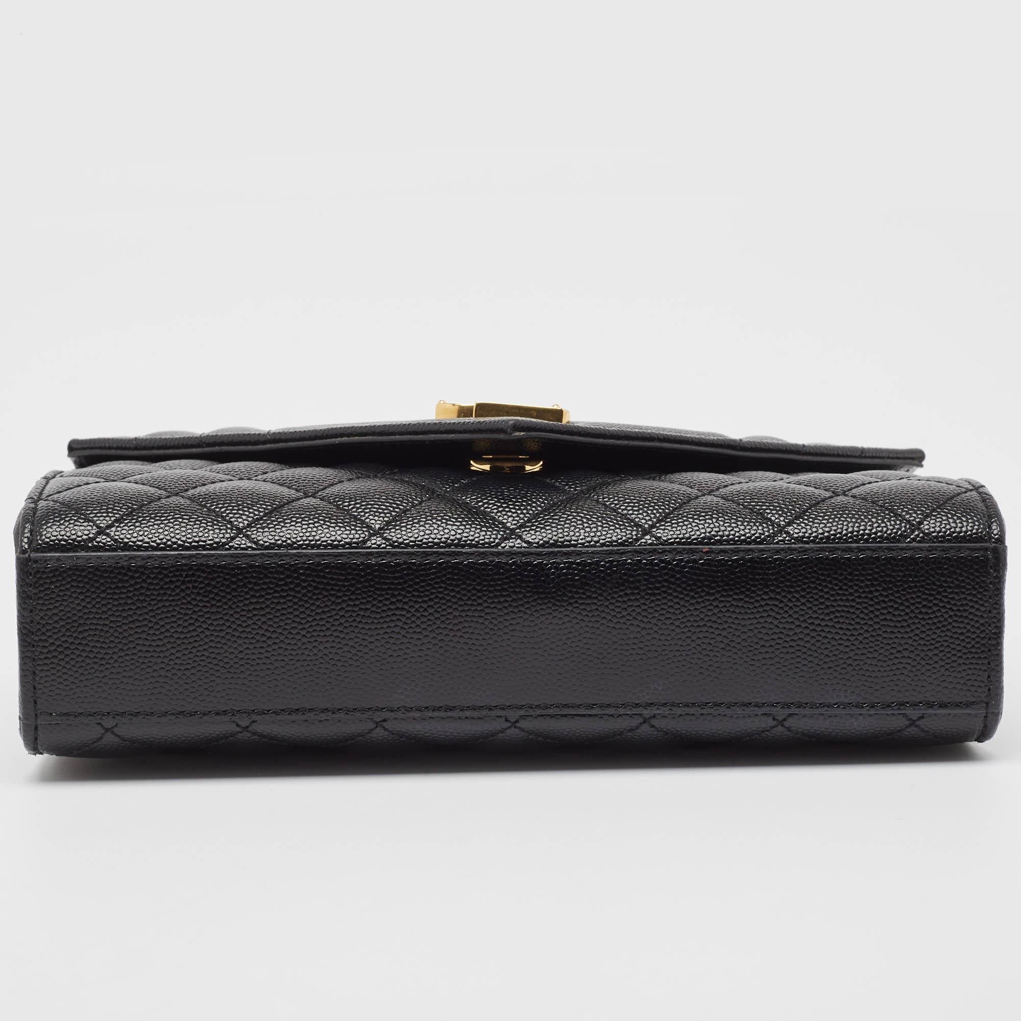 Saint Laurent Black Mix Quilted Leather Small Envelope Shoulder Bag 9