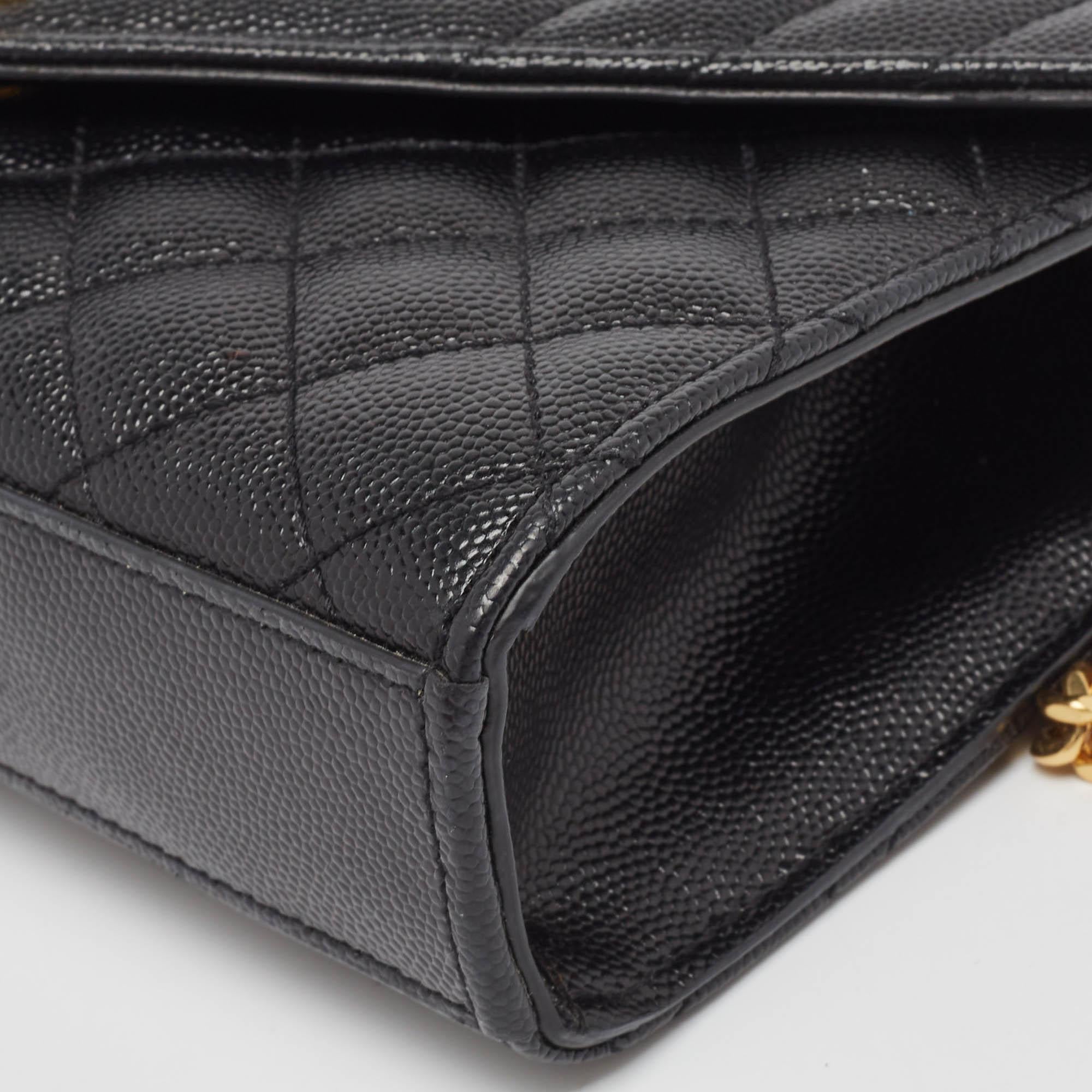 Women's Saint Laurent Black Mix Quilted Leather Small Envelope Shoulder Bag