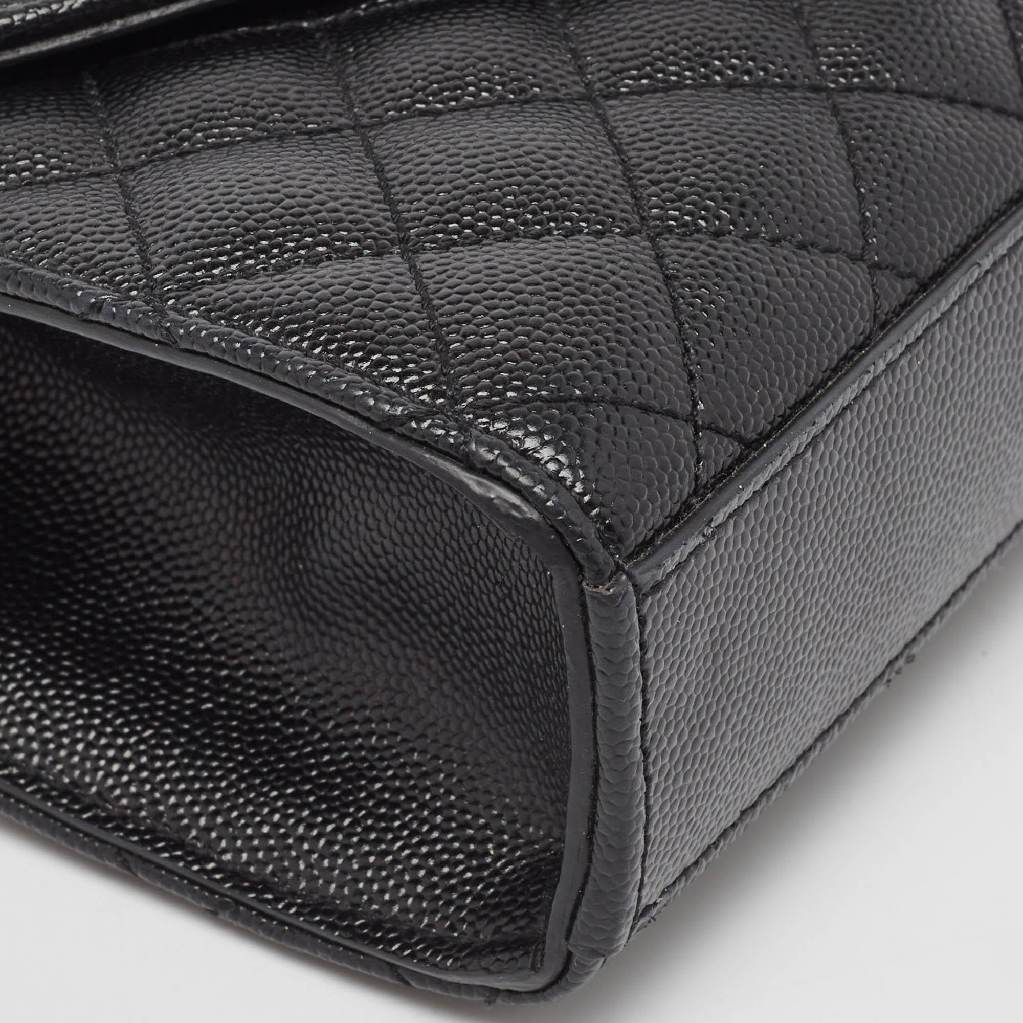 Saint Laurent Black Mix Quilted Leather Small Envelope Shoulder Bag 1
