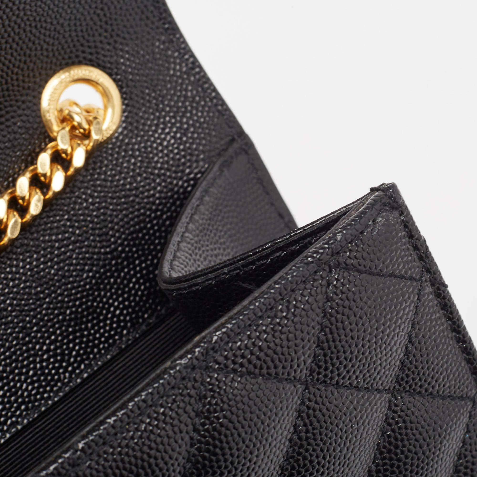 Saint Laurent Black Mix Quilted Leather Small Envelope Shoulder Bag 4