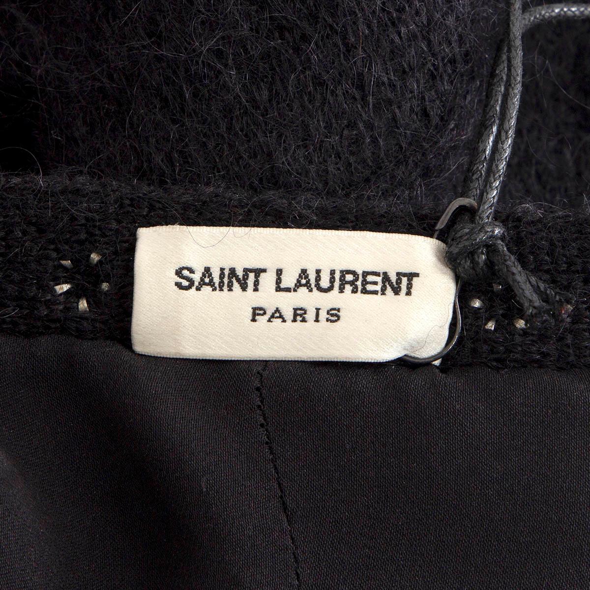 SAINT LAURENT black mohair 2016 STUDDED OPEN Cardigan Sweater M In Excellent Condition For Sale In Zürich, CH