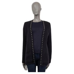 SAINT LAURENT black mohair 2016 STUDDED OPEN Cardigan Sweater M
