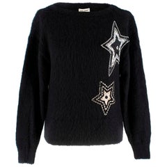 Saint Laurent Black Mohair Star Embellished Jumper S