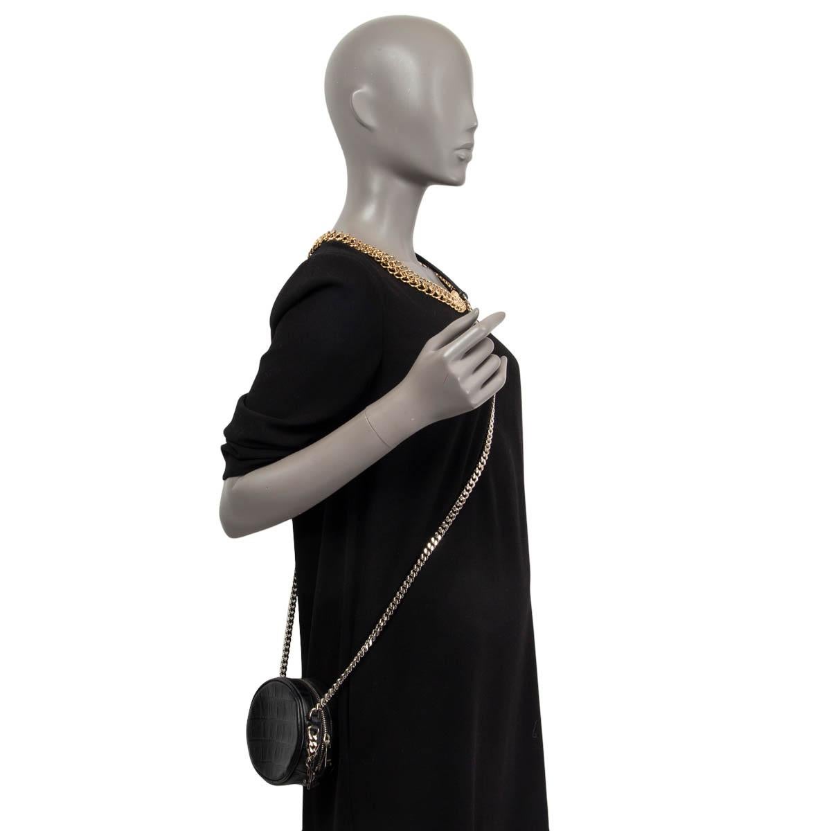 Women's SAINT LAURENT black MONOGRAM BUBBLE SMALL CROCO Shoulder Bag For Sale