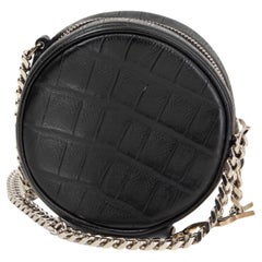 SAINT LAURENT noir MONOGRAMME BUBBLE SMALL CROCO Sac à bandoulière