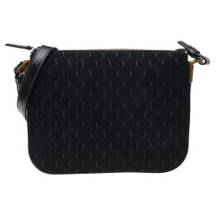 Saint Laurent Black Monogram Embossed Suede Crossbody Bag