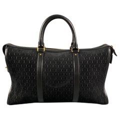 SAINT LAURENT Black Monogram Suede Leather Tote Handbag