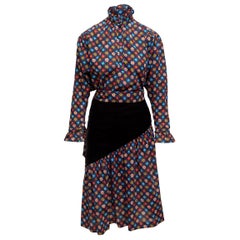Saint Laurent Black & Multicolor Floral Print Skirt Set