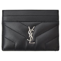 Auth Saint Laurent Bifold Purse Monogram Long Wallet YSL Red Leather Italy