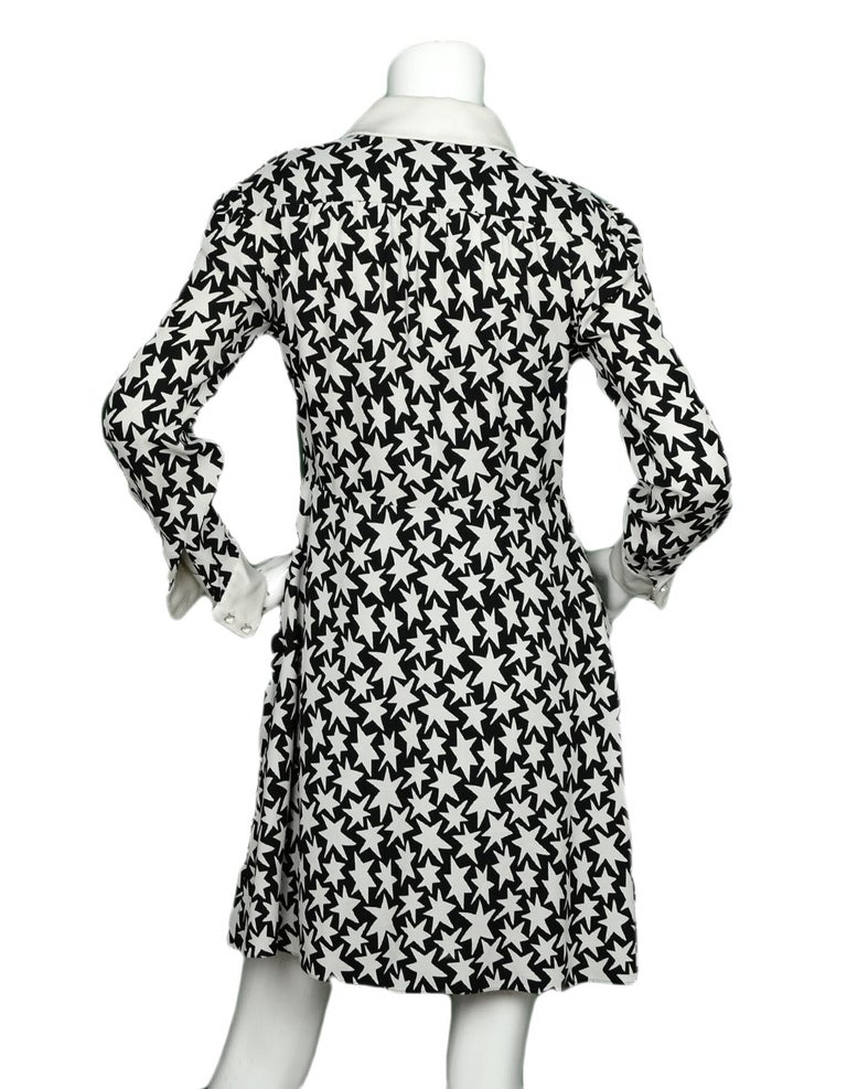 Saint Laurent Black/Off-white Star Print Schoolgirl Collar Dress sz 8 ...