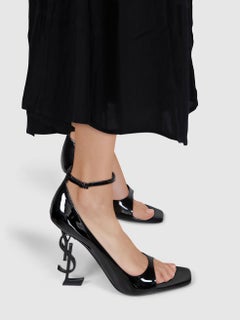 Saint Laurent Black Opyum Patent Leather Sandals Size IT 39.5