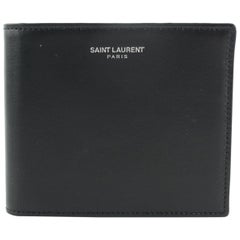 Vintage Saint Laurent Black Paisley Leather Bifold 17mz1912 Wallet