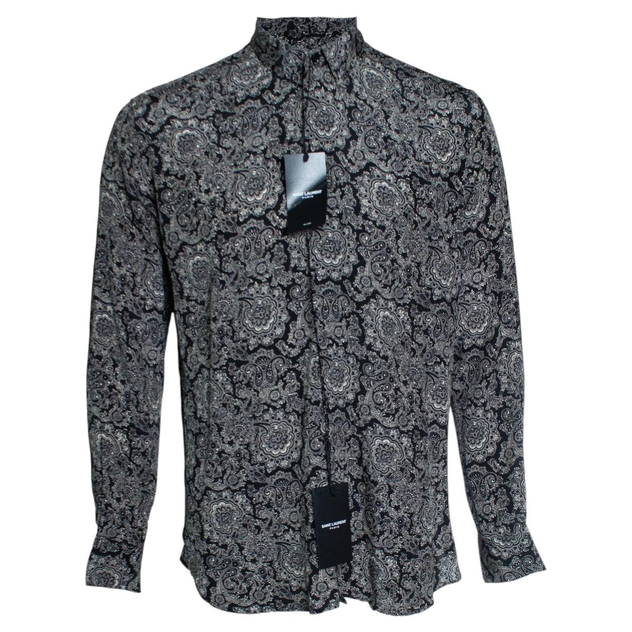 Saint Laurent, Black paisley printed shirt 2018