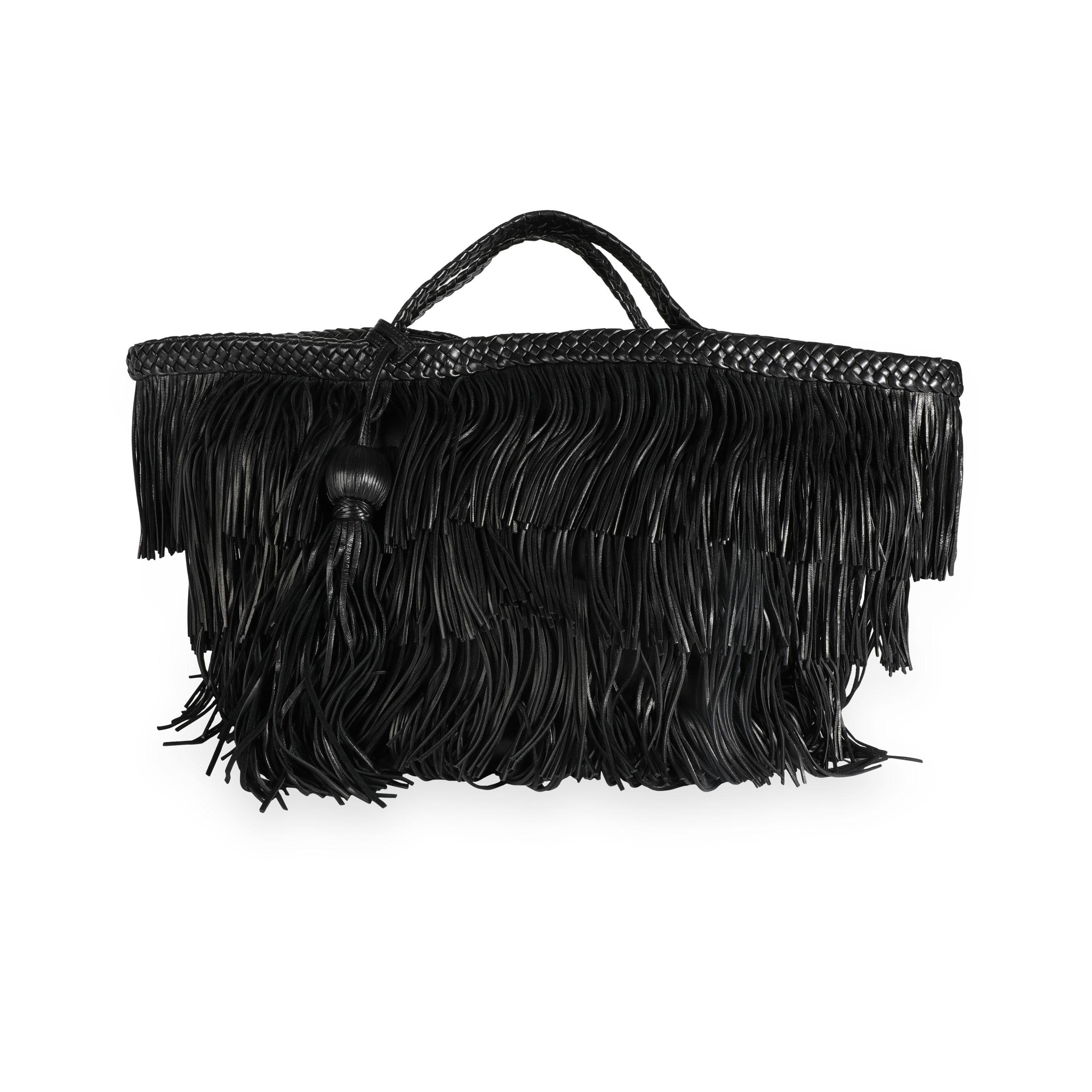 Saint Laurent Black Panier Fringed Leather Tote 2