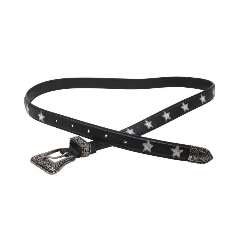 Saint Laurent Black Paris Western Buckle Star Patch Leather 30 Belt

Saint Laurent Western California black with silver stars. Features engraved metal buckle, loop, and belt tip. Made in Italy. This belt is extremely rare and has been sold out for