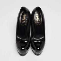 Saint Laurent Black Patent and Leather Tribtoo Platform Pumps Size 38.5