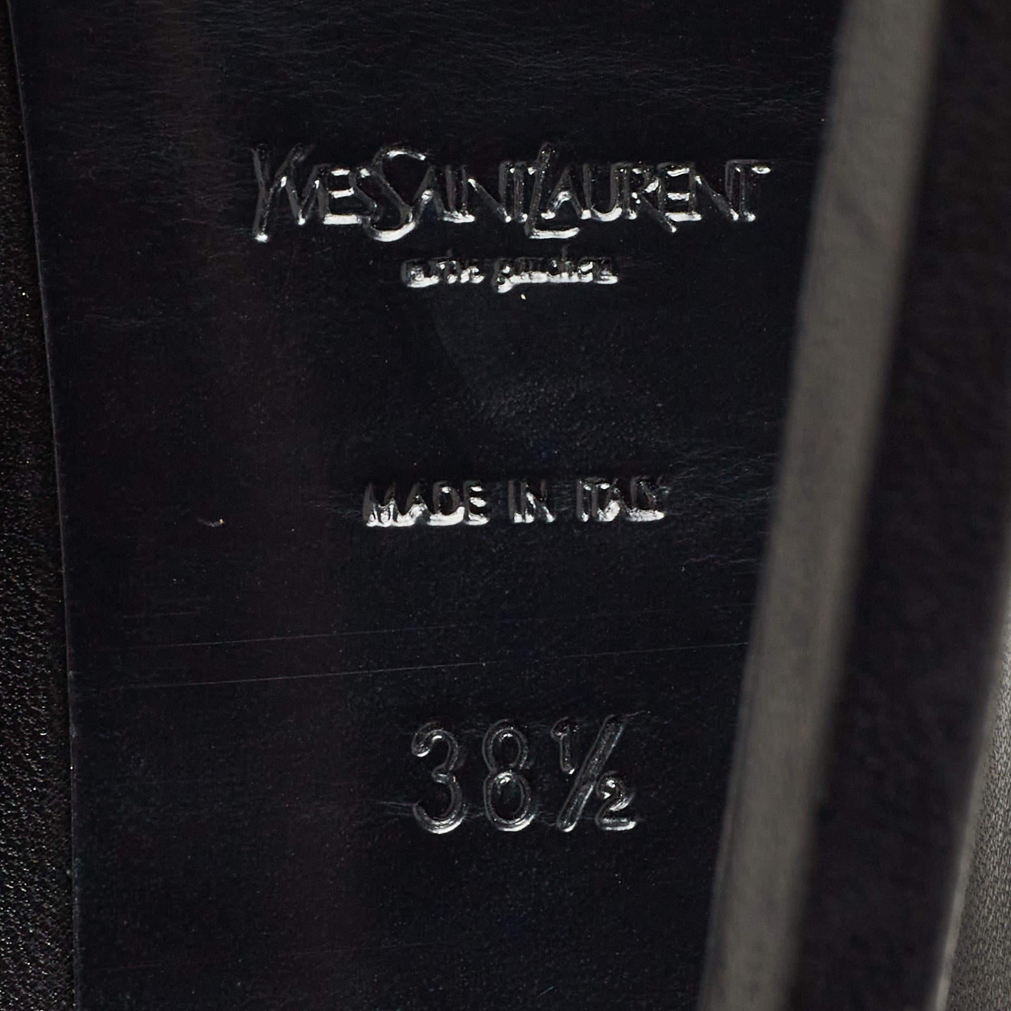 Saint Laurent Black Patent and Leather Tribtoo Platform Pumps Size 38.5 For Sale 1