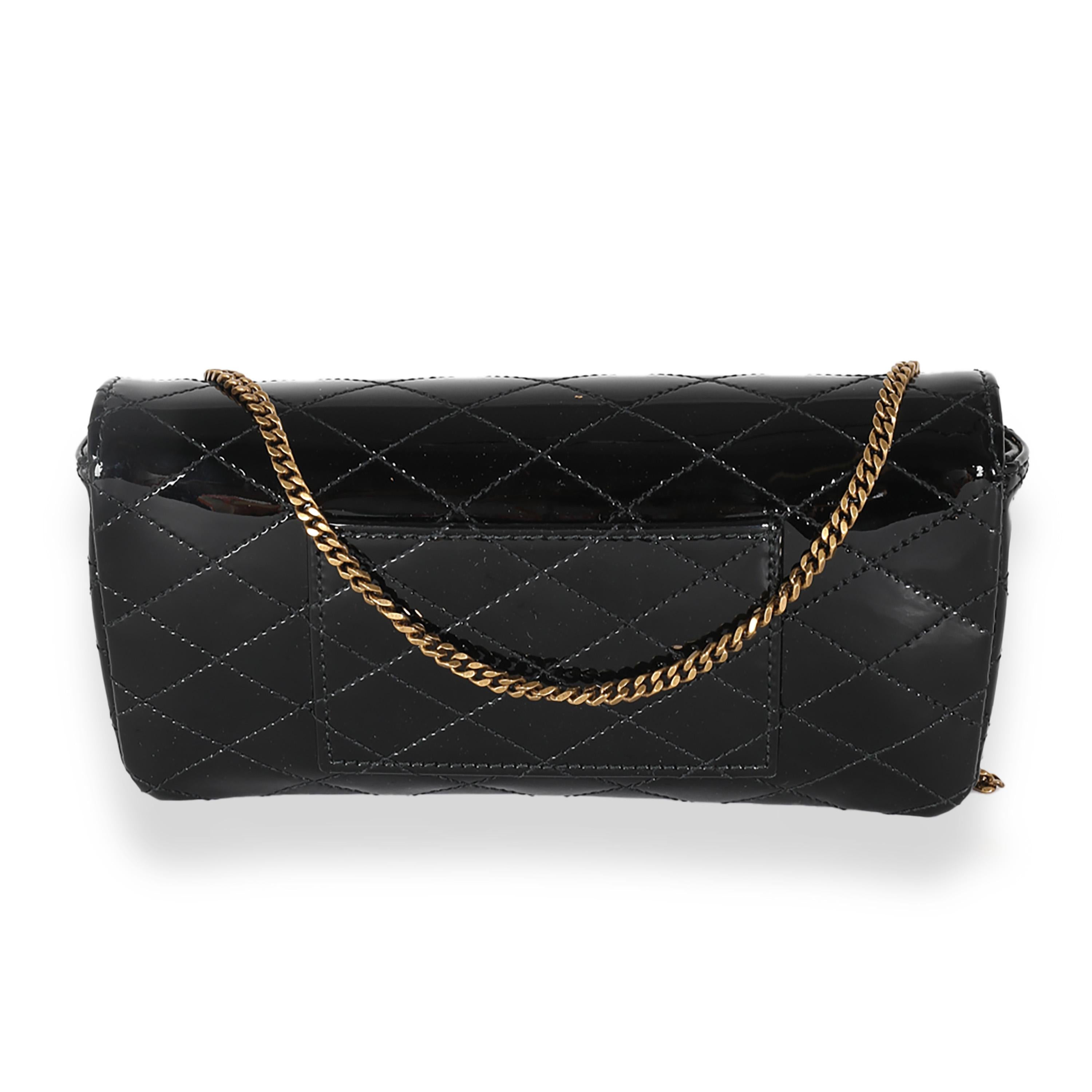 Listing Title: Saint Laurent Black Patent Gaby Chain Phone Holder
SKU: 140610
MSRP: 1390.00 USD
Condition: Pre-owned 
Handbag Condition: Pristine
Condition Comments: Item has no indication of wear. Final sale.
Brand: Saint Laurent
Model: Gaby Chain