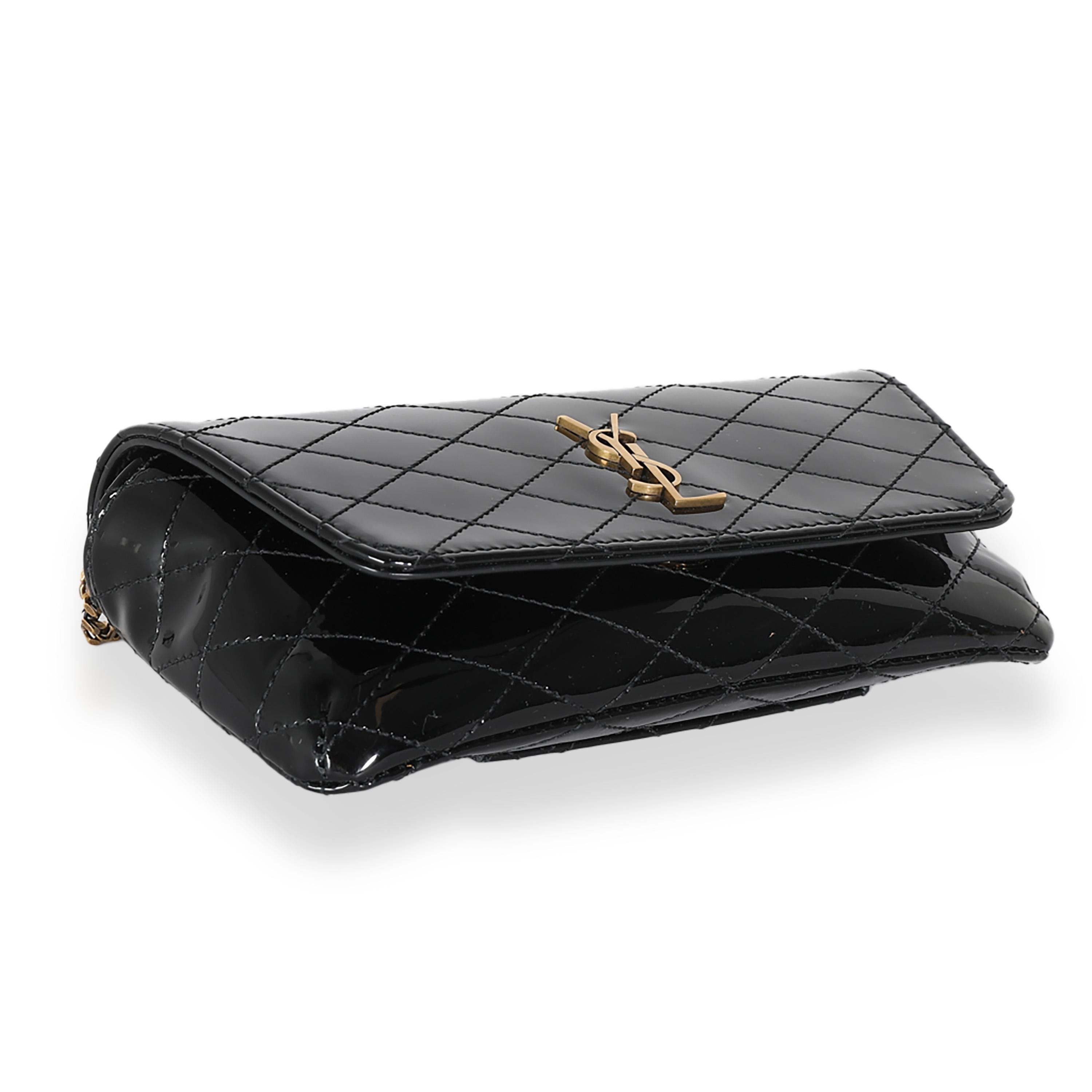 Saint Laurent Black Patent Gaby Chain Phone Holder For Sale 3