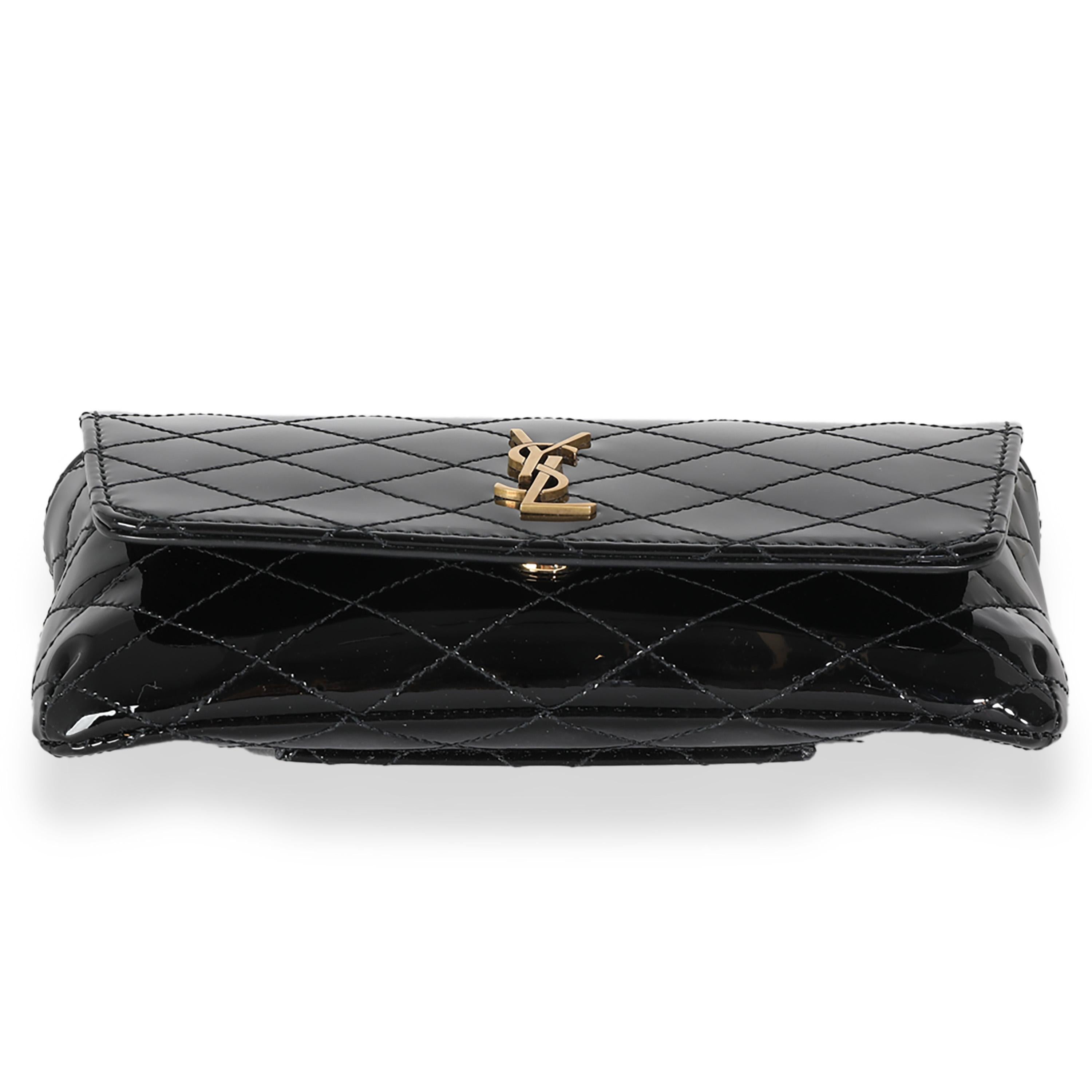 Saint Laurent Black Patent Gaby Chain Phone Holder For Sale 4