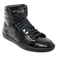 Saint Laurent Black Patent High-Top 8 Sneakers