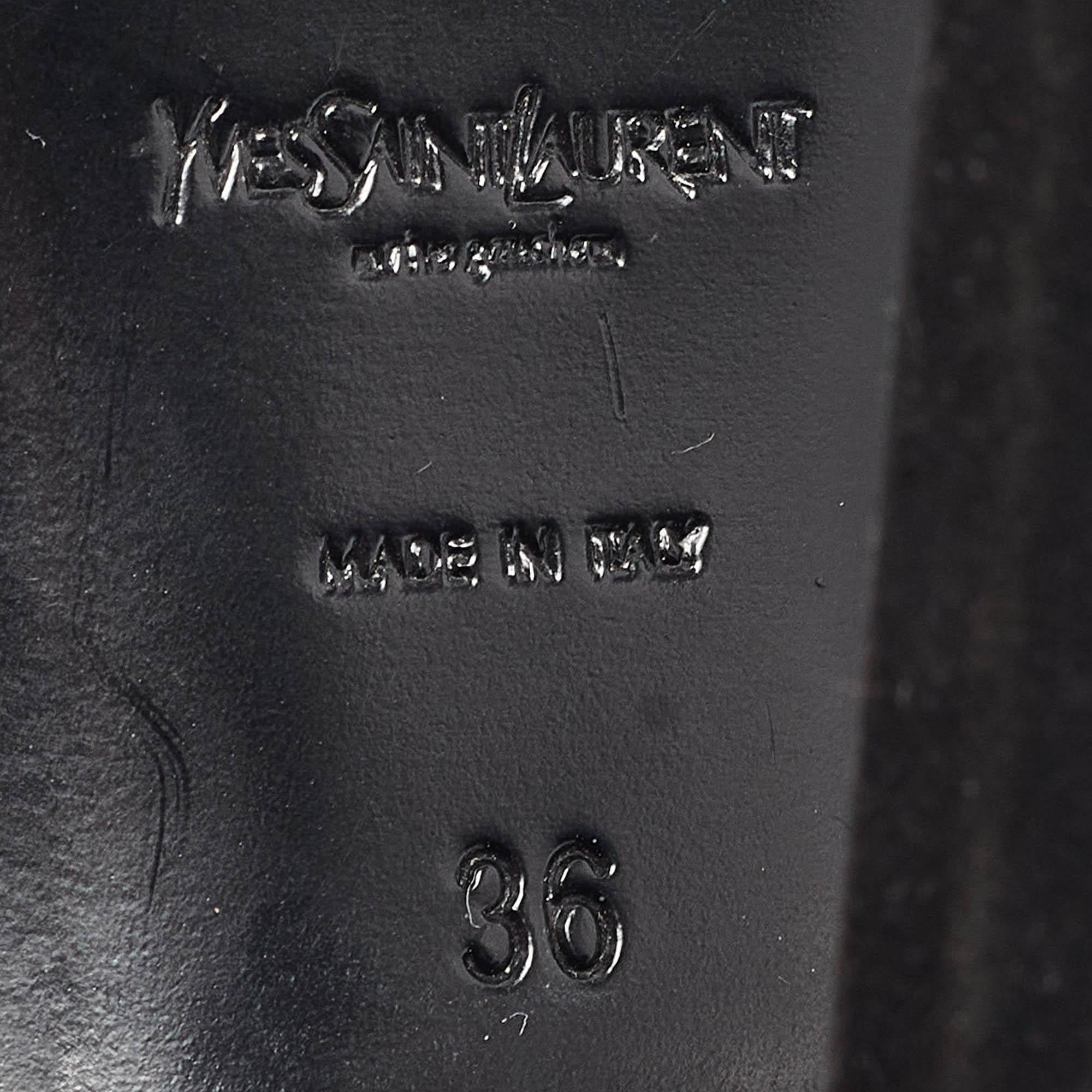 Saint Laurent Black Patent Leather and Suede Tribtoo Platform Pumps Size 36 For Sale 4