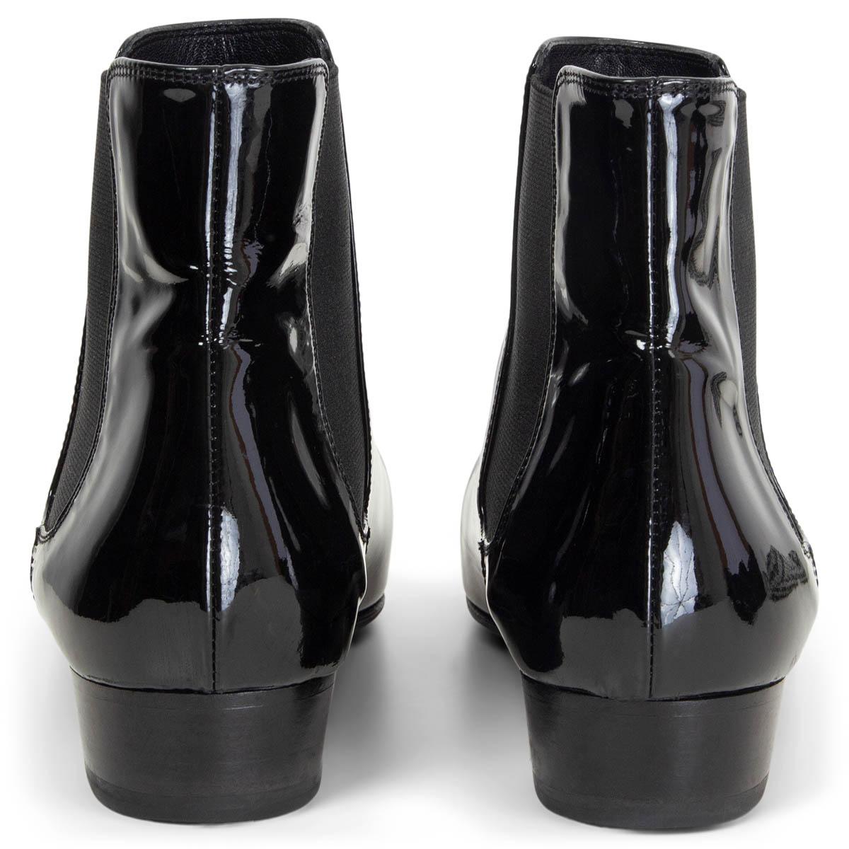 Black SAINT LAURENT black patent leather Ankle Chelsea Boots Shoes 36