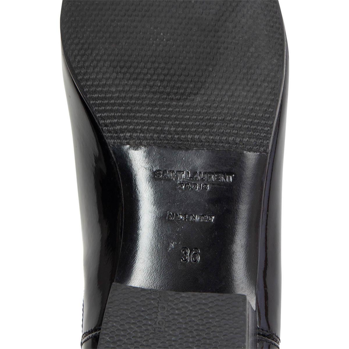 Women's SAINT LAURENT black patent leather Ankle Chelsea Boots Shoes 36