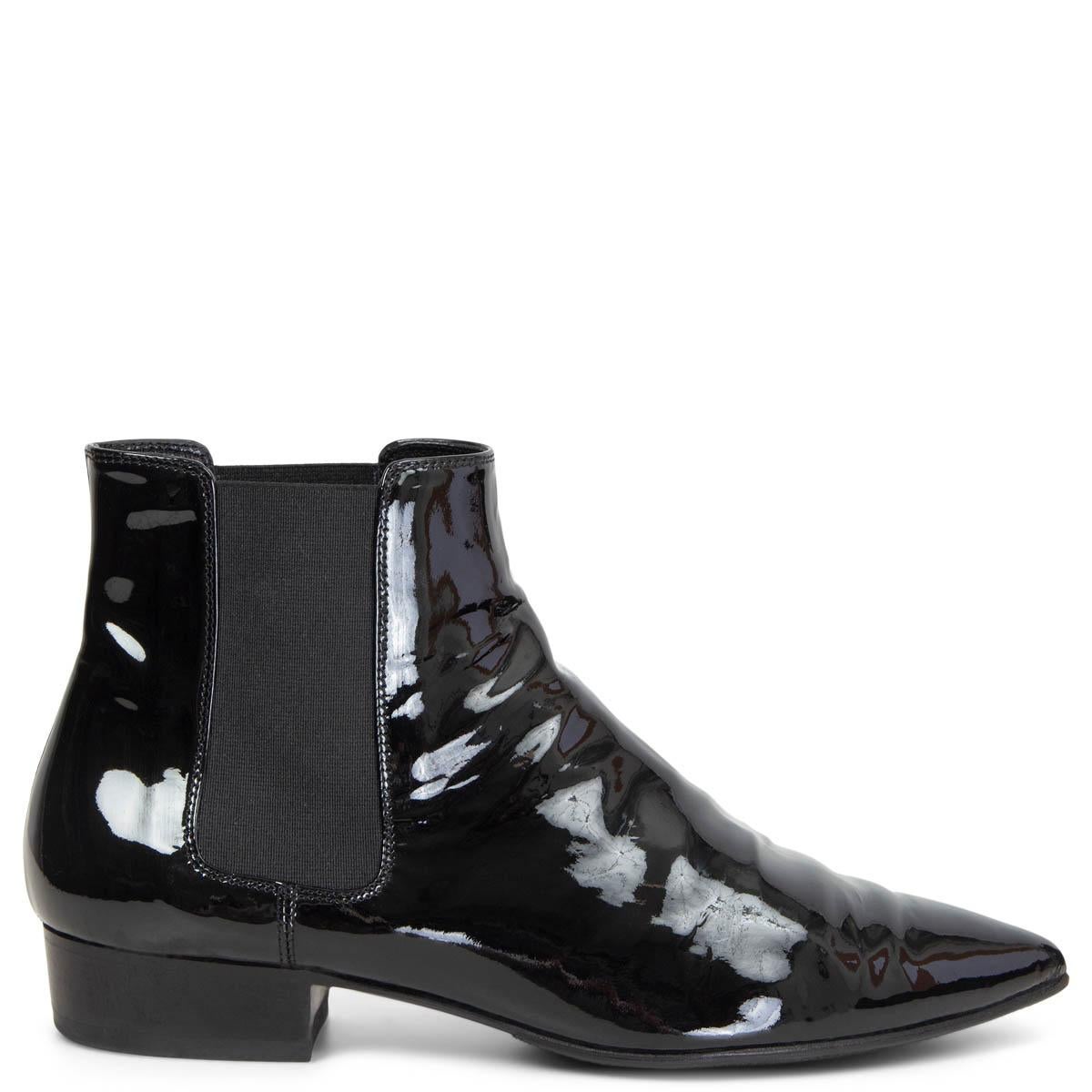 SAINT LAURENT black patent leather Ankle Chelsea Boots Shoes 36 For Sale at  1stDibs