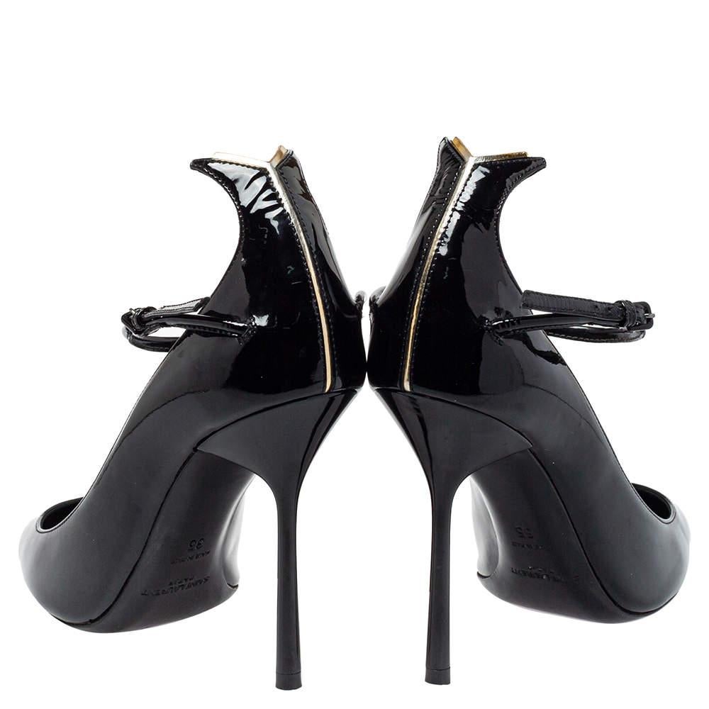 Saint Laurent Black Patent Leather Ankle Strap Pumps Size 35 1