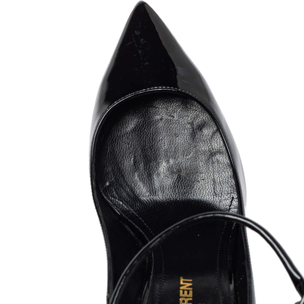 Saint Laurent Black Patent Leather Ankle Strap Pumps Size 35 4