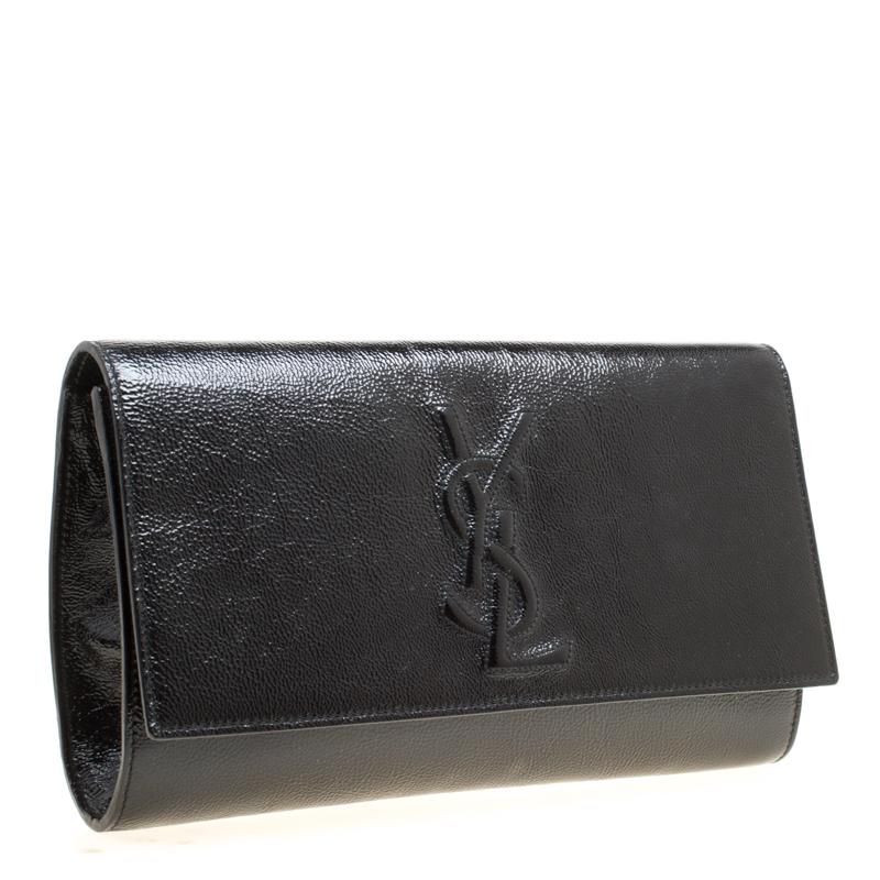 Saint Laurent Black Patent Leather Belle De Jour Flap Clutch 8